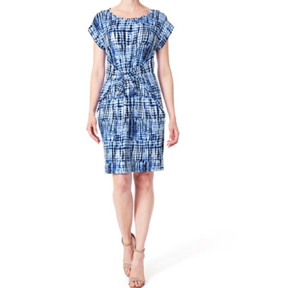 Jones New York Print T-Shirt Wrap Dress S, Ultramarine Combo